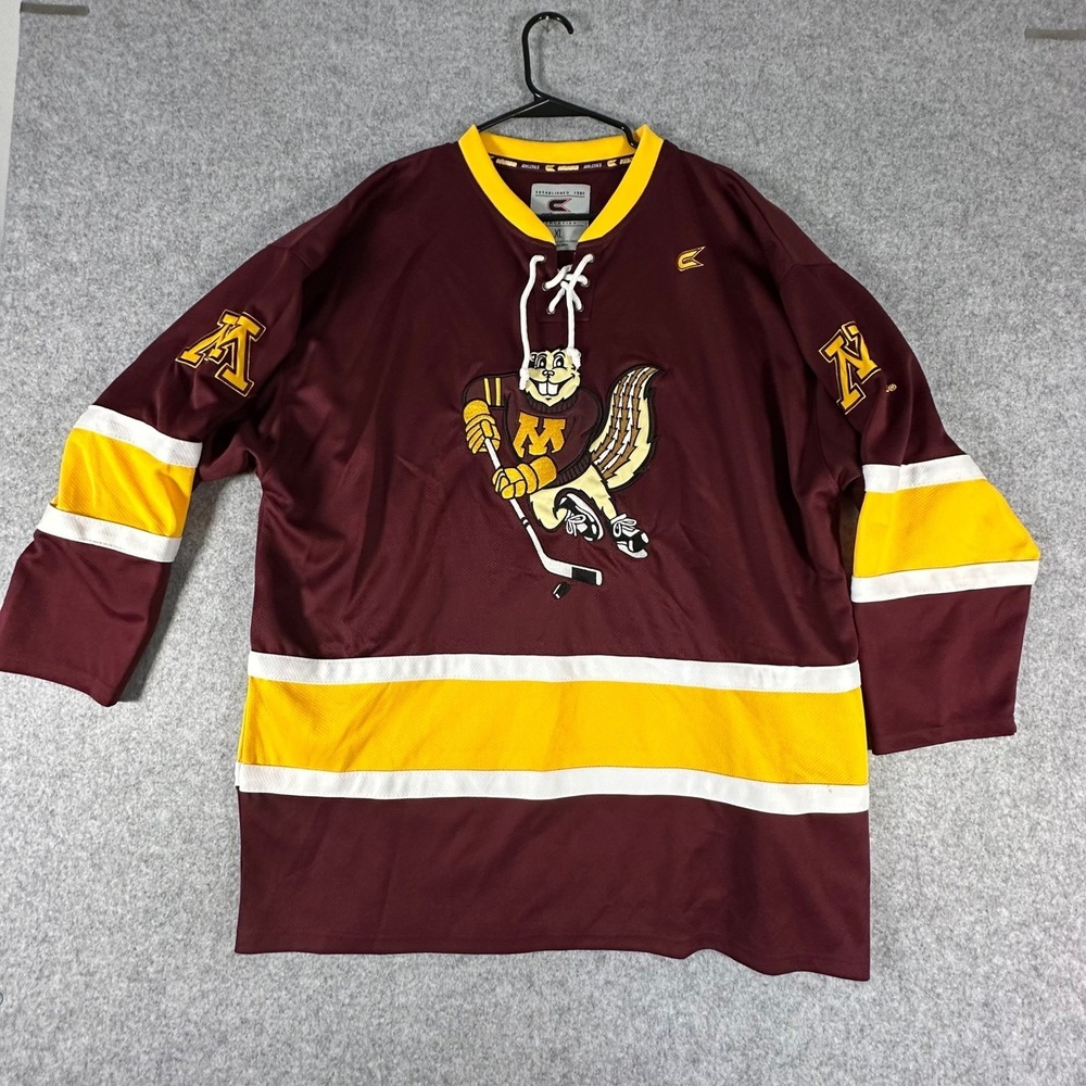 Colosseum Hockey Jersey Mens XL Maroon Good Minnesota Golden Gophers Lace‎ Up